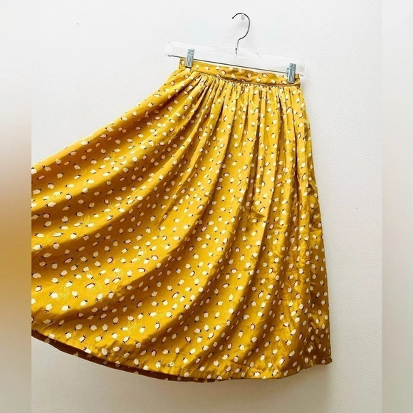 Vintage - Yellow Golden Leaf Pattern Skirt - Picture 3 of 7